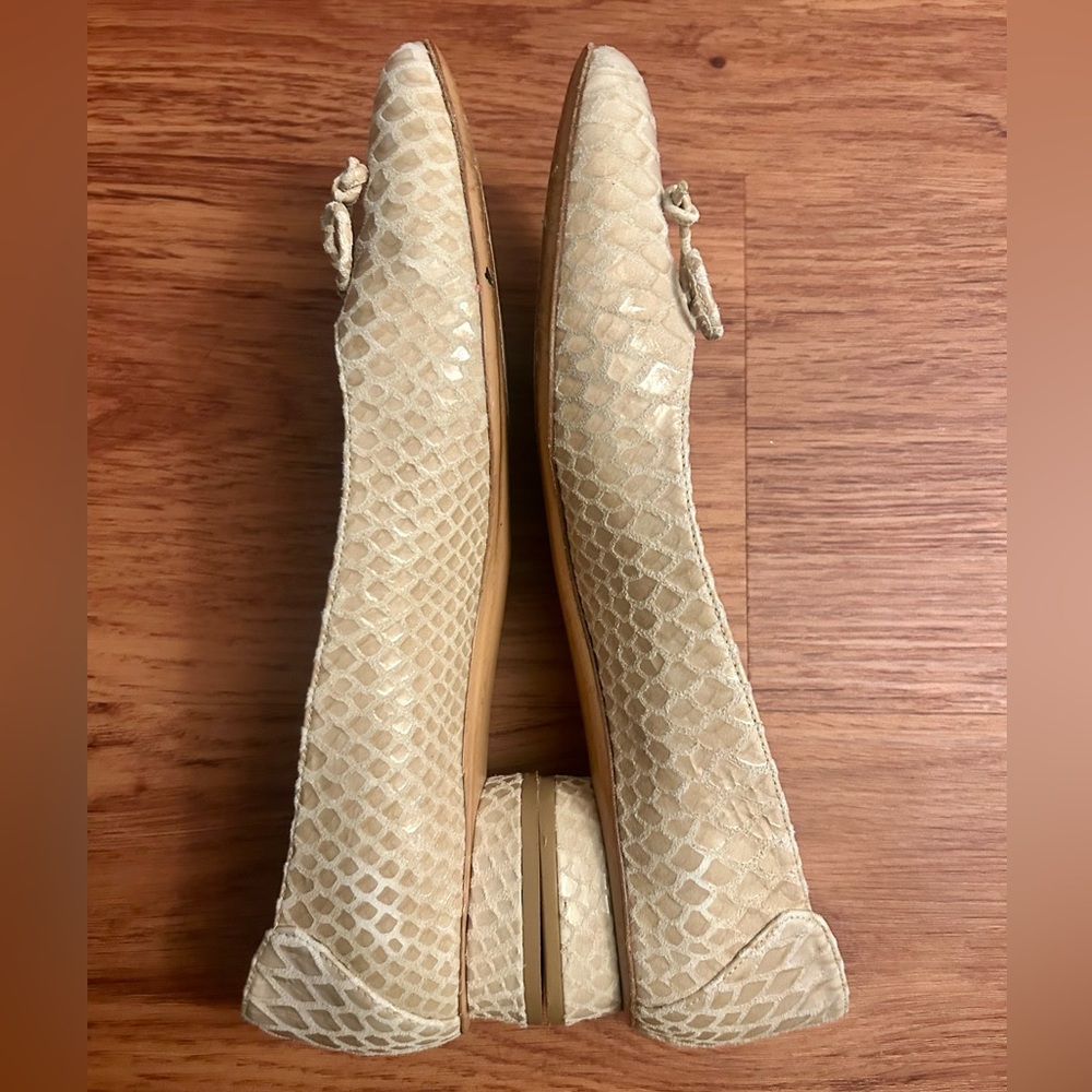 STUART WEITZMAN leather snakeskin ballet flats - Picture 2 of 5
